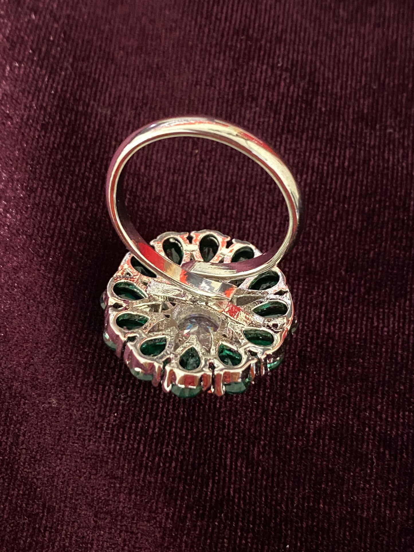 Green Color American Diamond Finger Ring