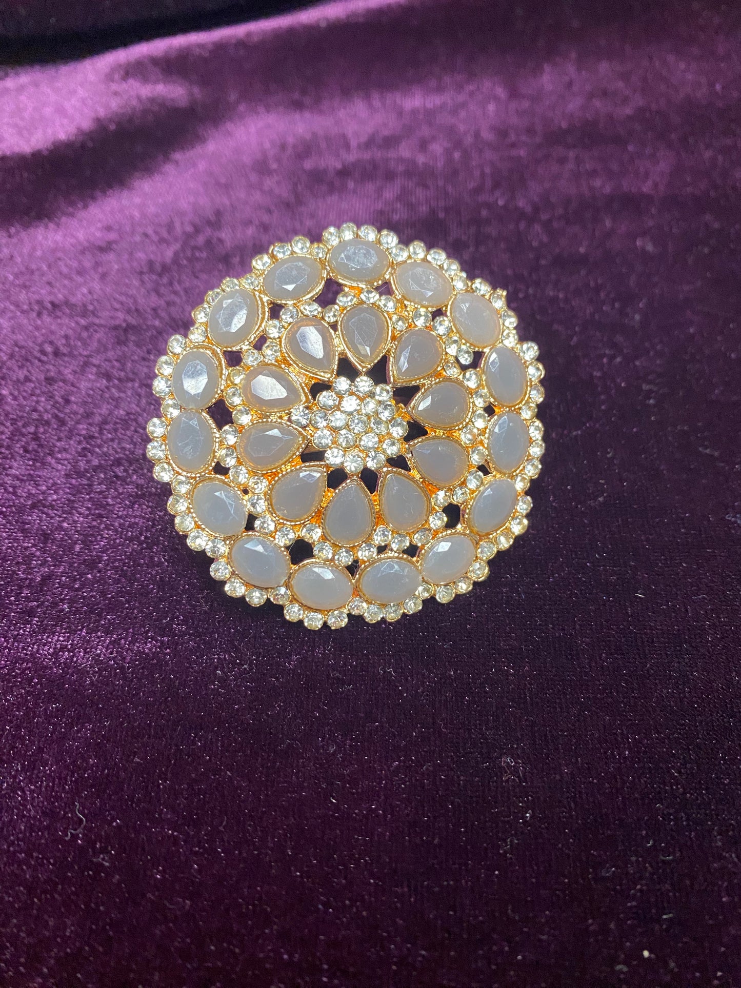 Stone and Faux Kundan Finger Ring | Big size