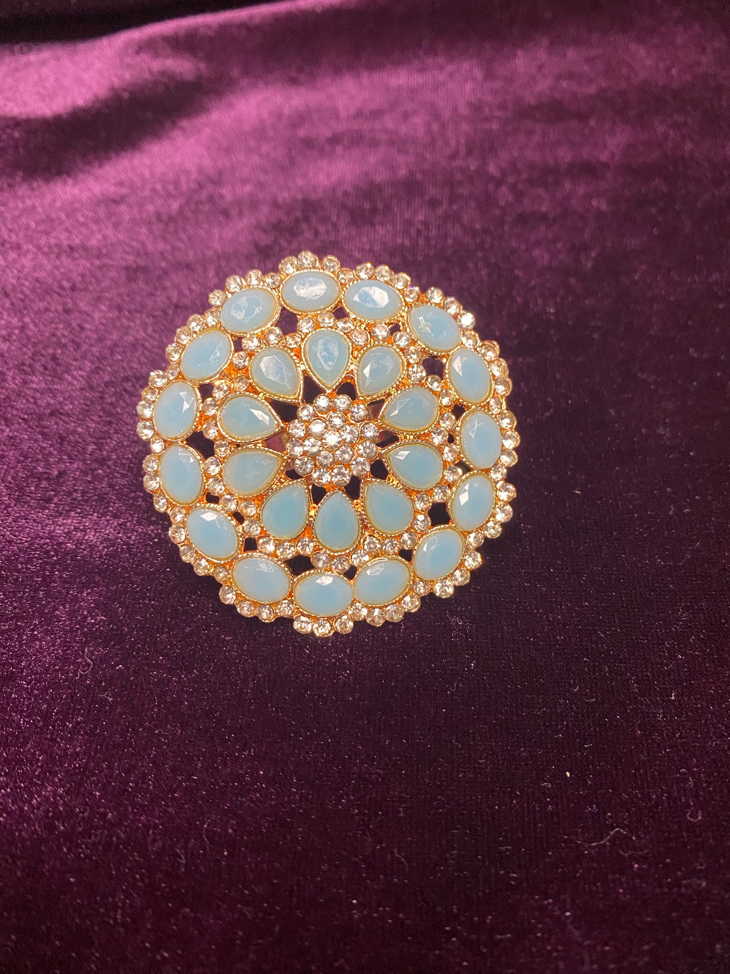 Stone and Faux Kundan Finger Ring | Big size