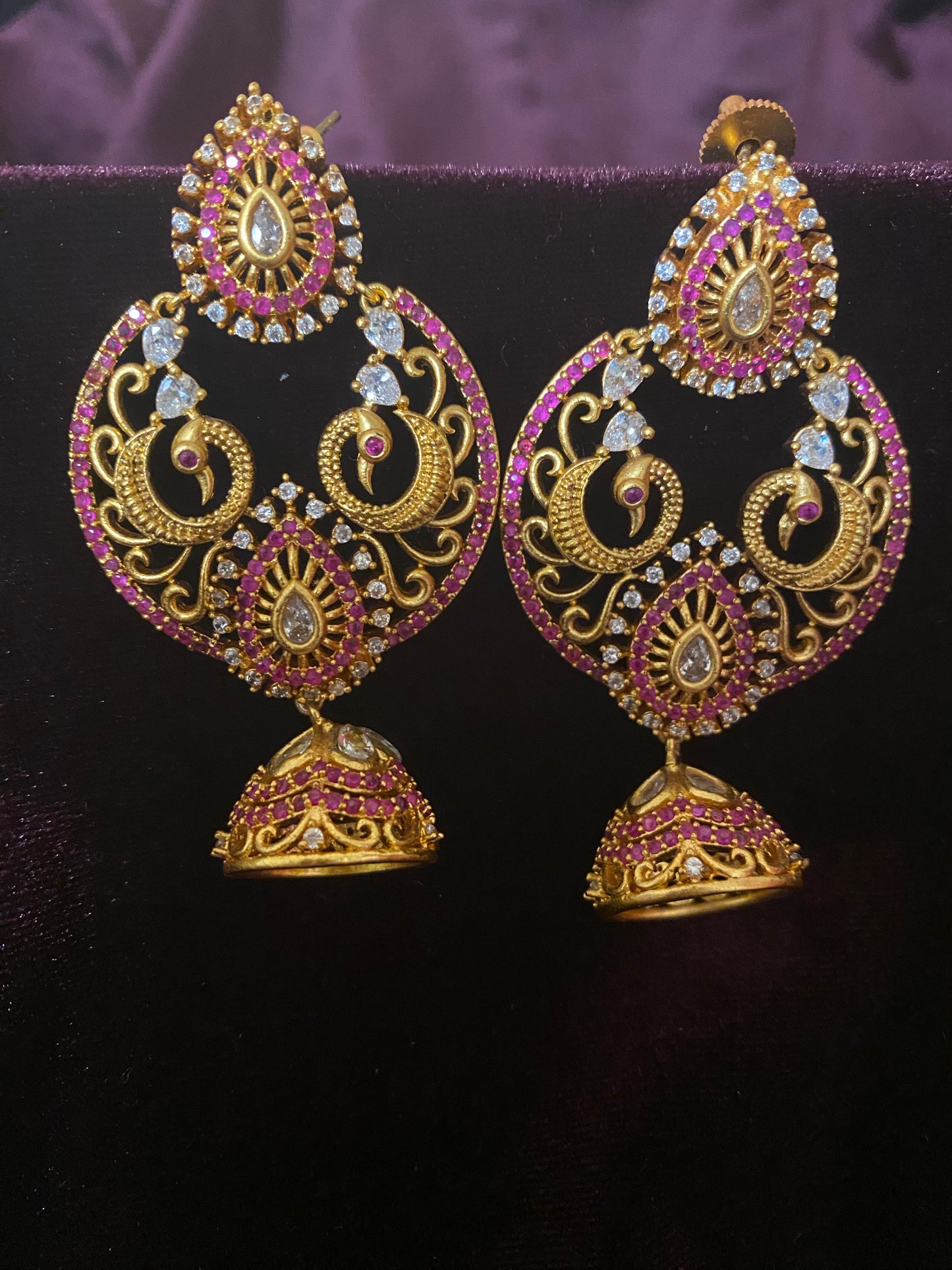 Ruby Peacock Gold finish AD Earing