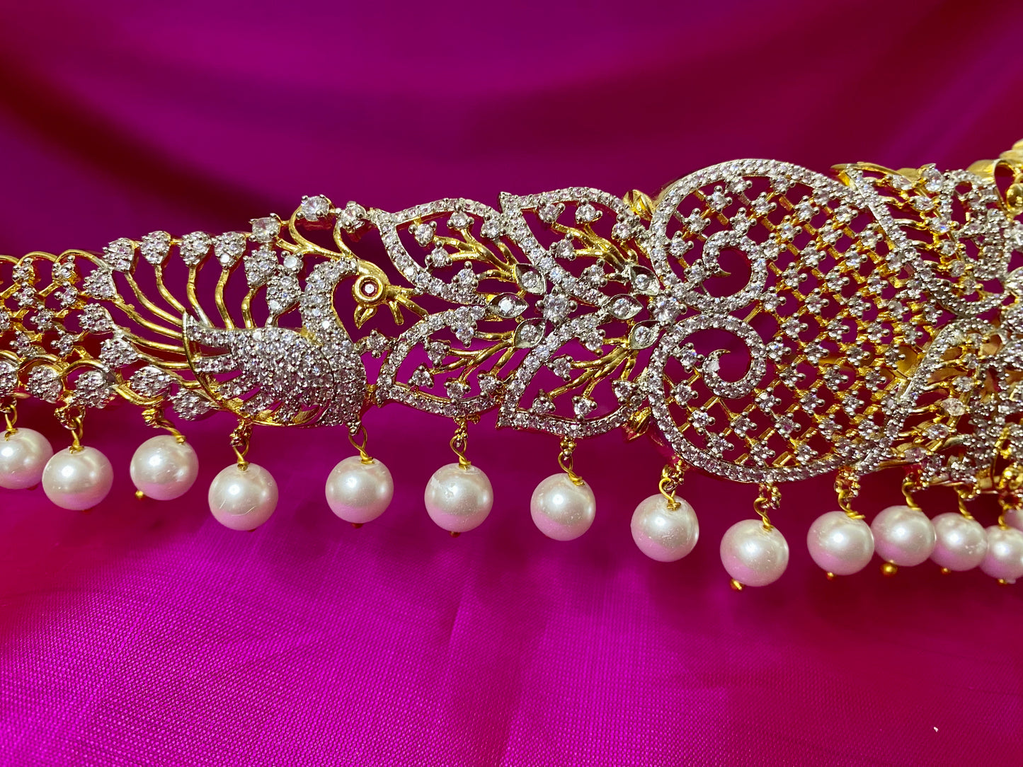 Kamarpatta| CZ American Diamond Vaddanam |Ruby|Adult