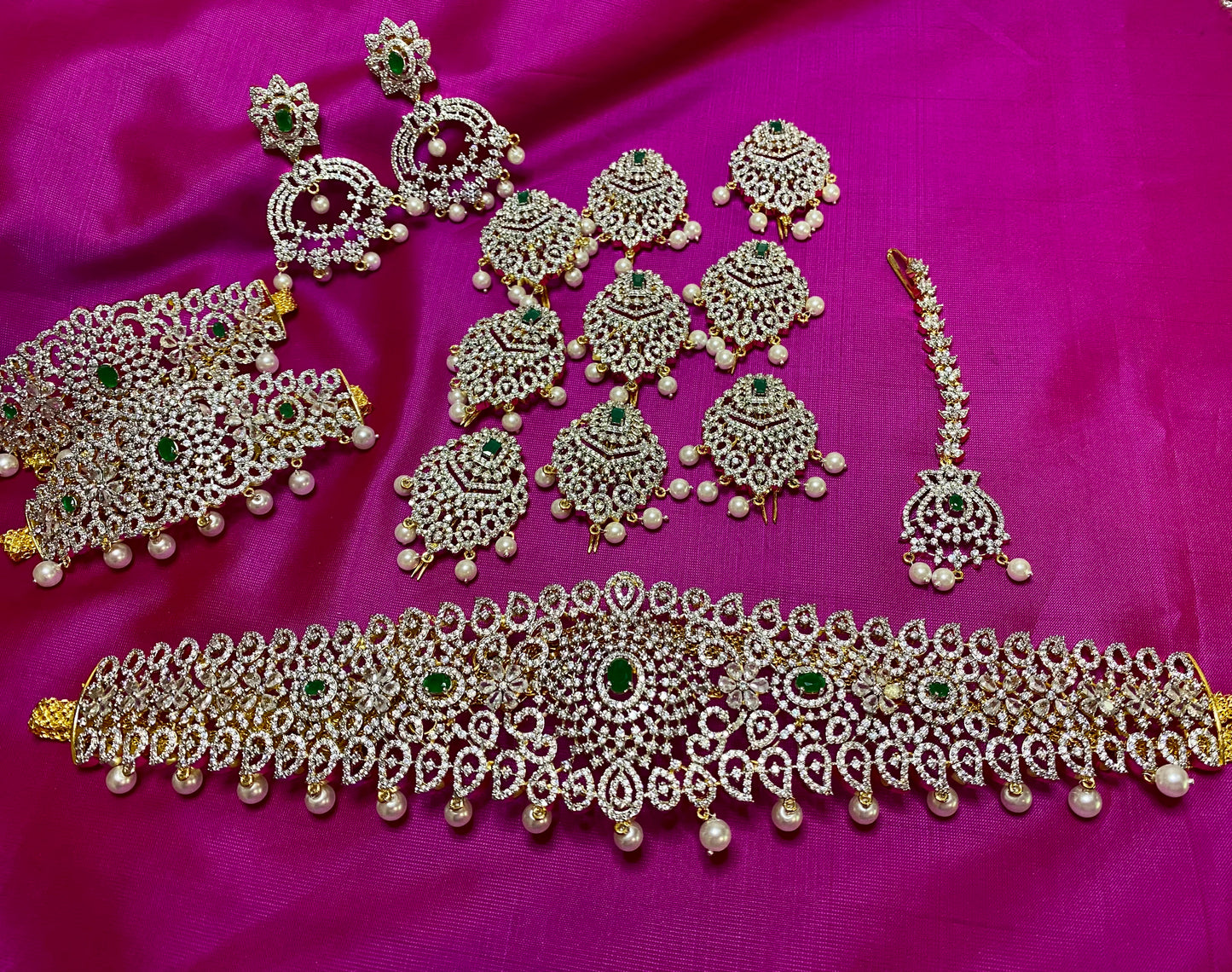 AD Bridal Set | Emerald Green |GJ Finish