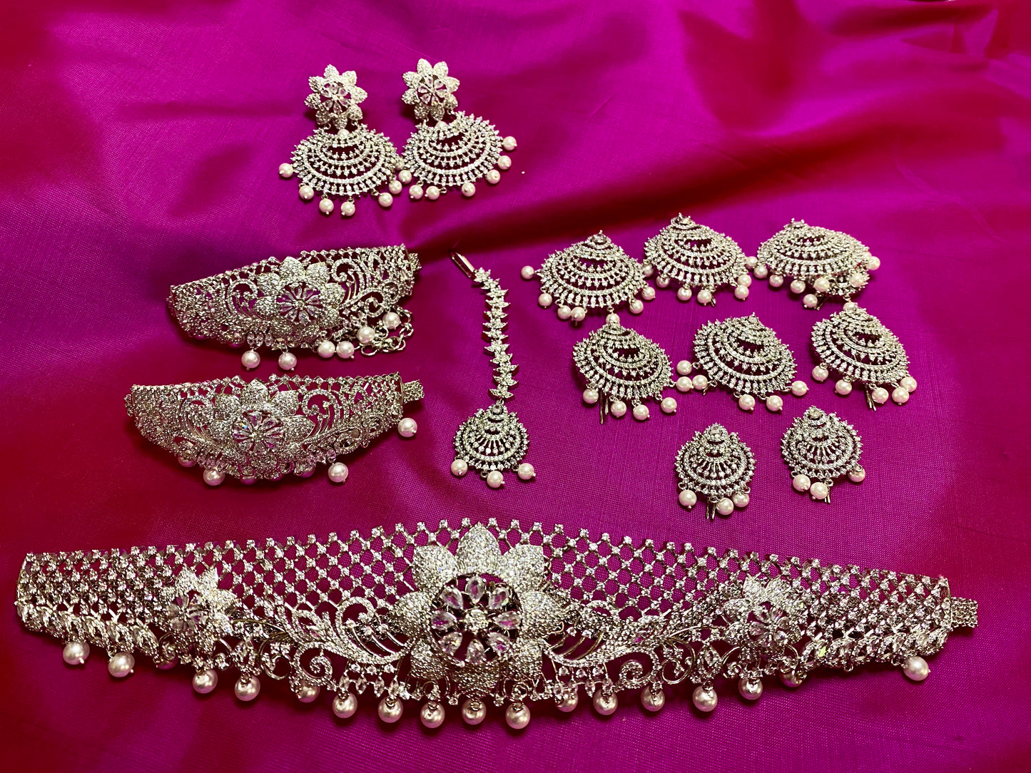 AD Bridal Set |Rhodium Finish|Chandbali