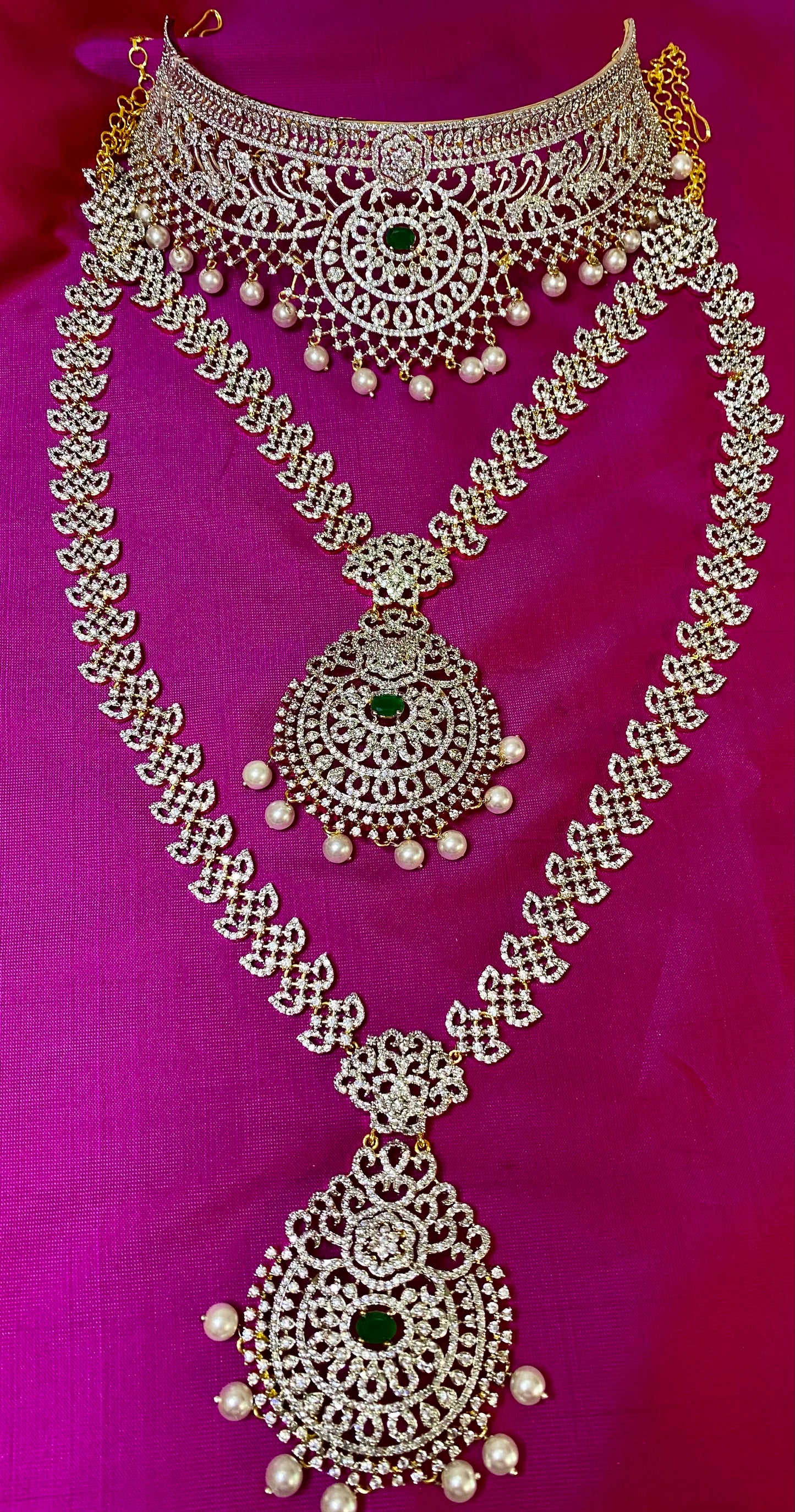 AD Bridal Set |GJ Finish | Green Pendant
