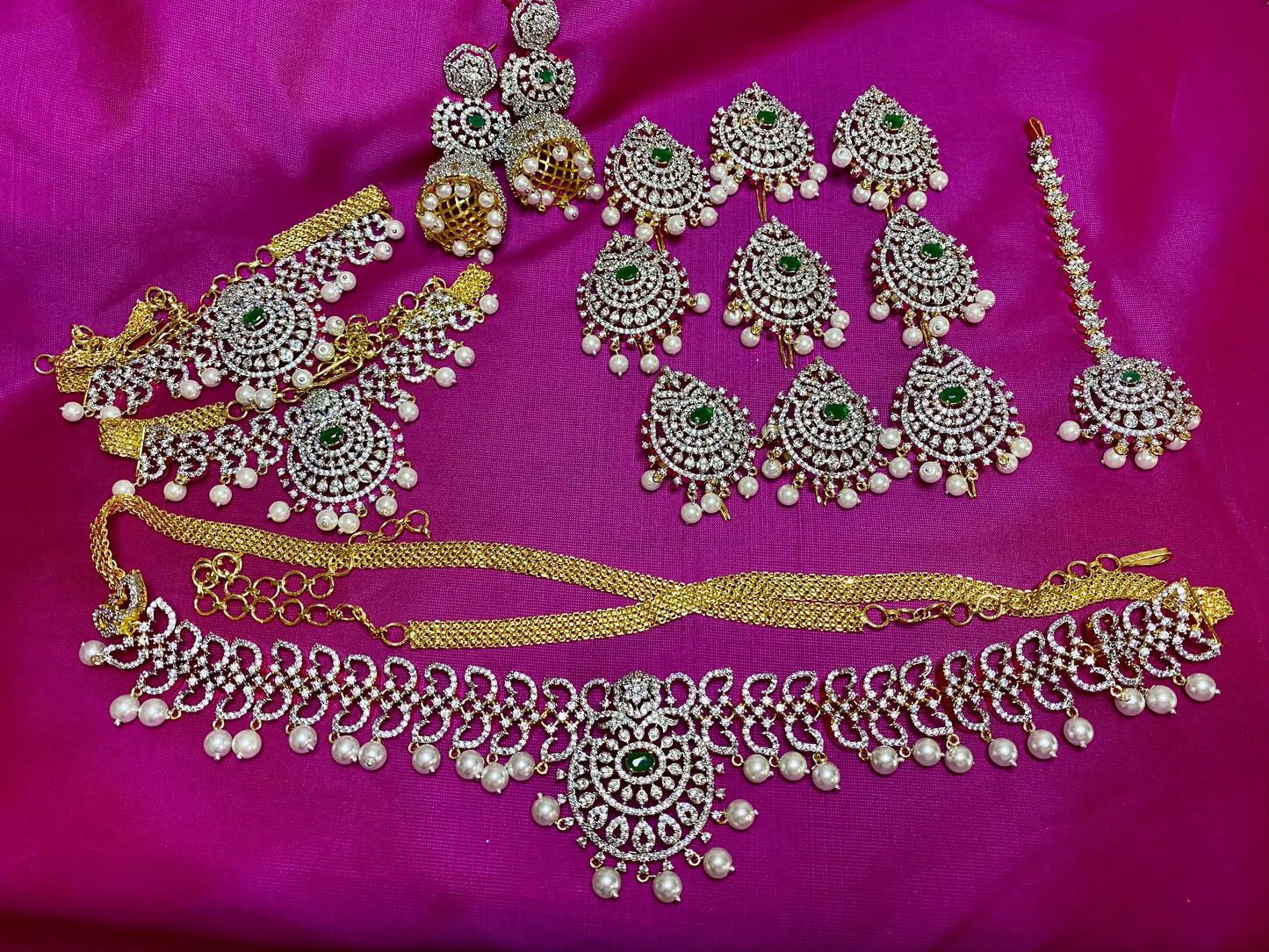 AD Bridal Set |GJ Finish | Green Pendant