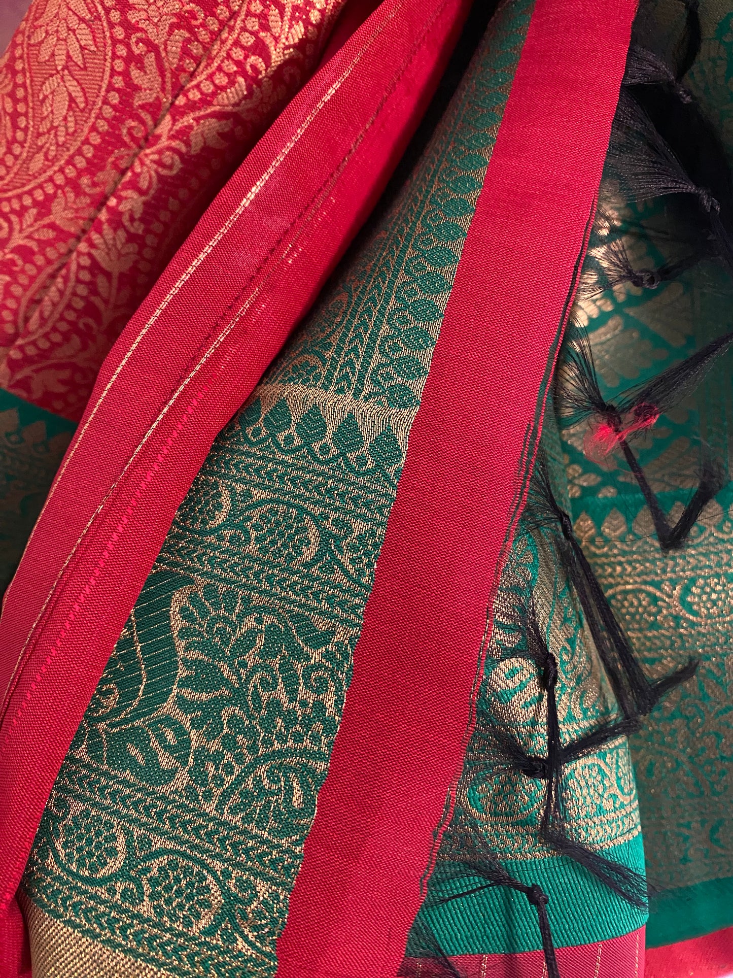 Pattu style Saree with Readymade Maggam Aari blouse|PrincessCut|Fits 36"-42”|Wedding Embroidered Blouse|Saree with stitched blouse Fall Pico