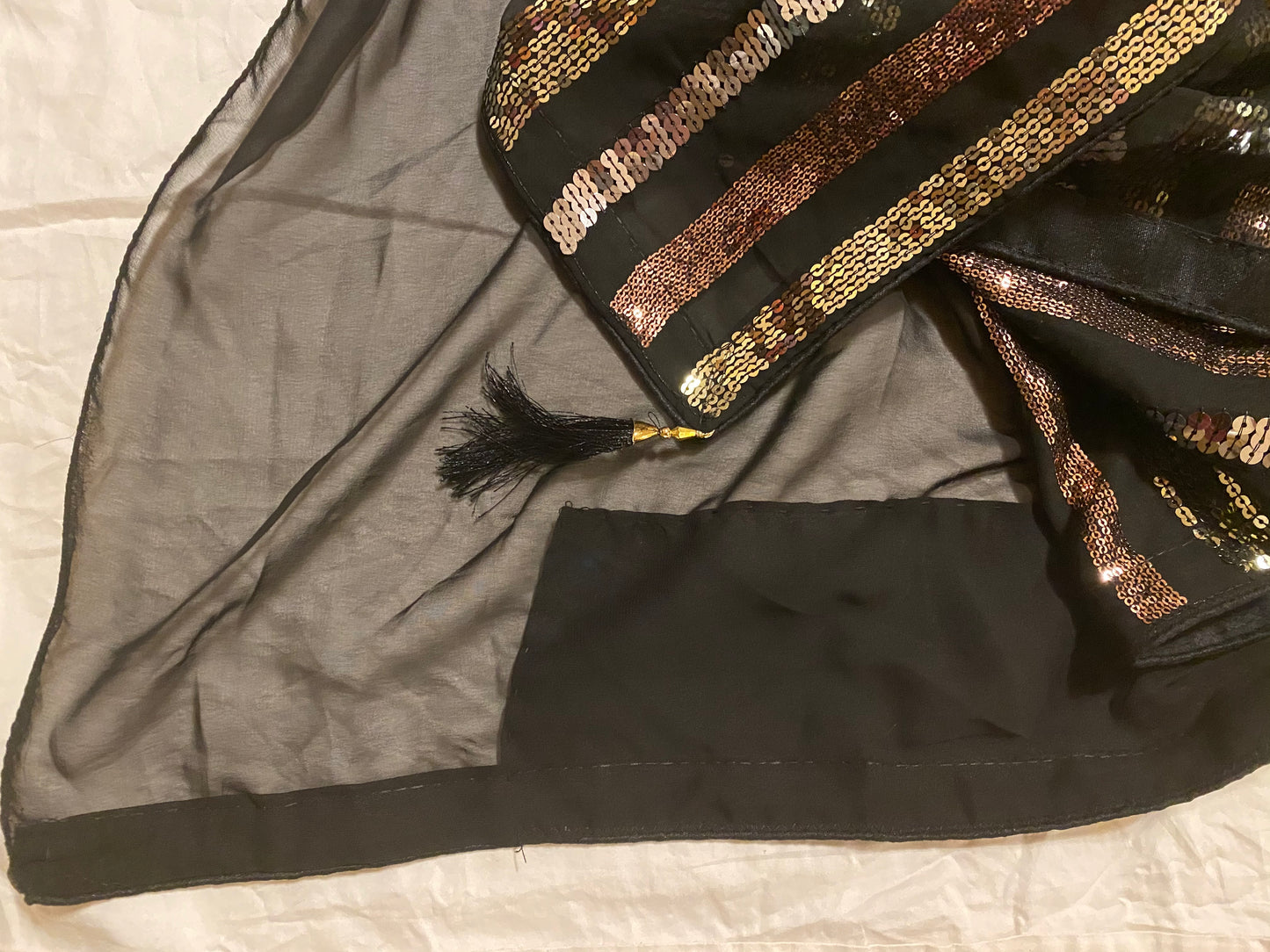 Black Party Saree| Sequins Party Saree |Georgette fabric| Saree with unstitched blouse|Fall /pico done