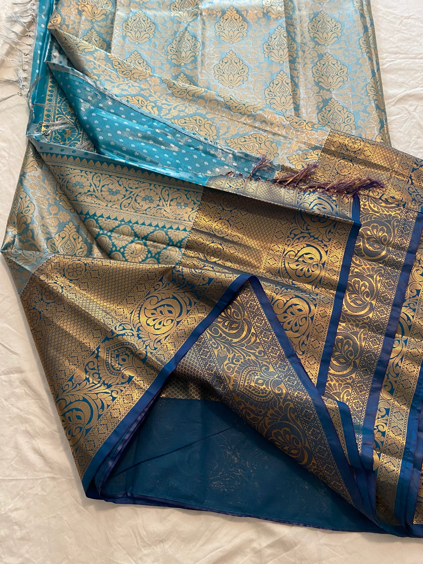 Mix Silk Saree with Stitched blouse|Kanjivaram Pattu style mix silk saree |Saree with readymade blouse|Fall ,Pico/overlock done