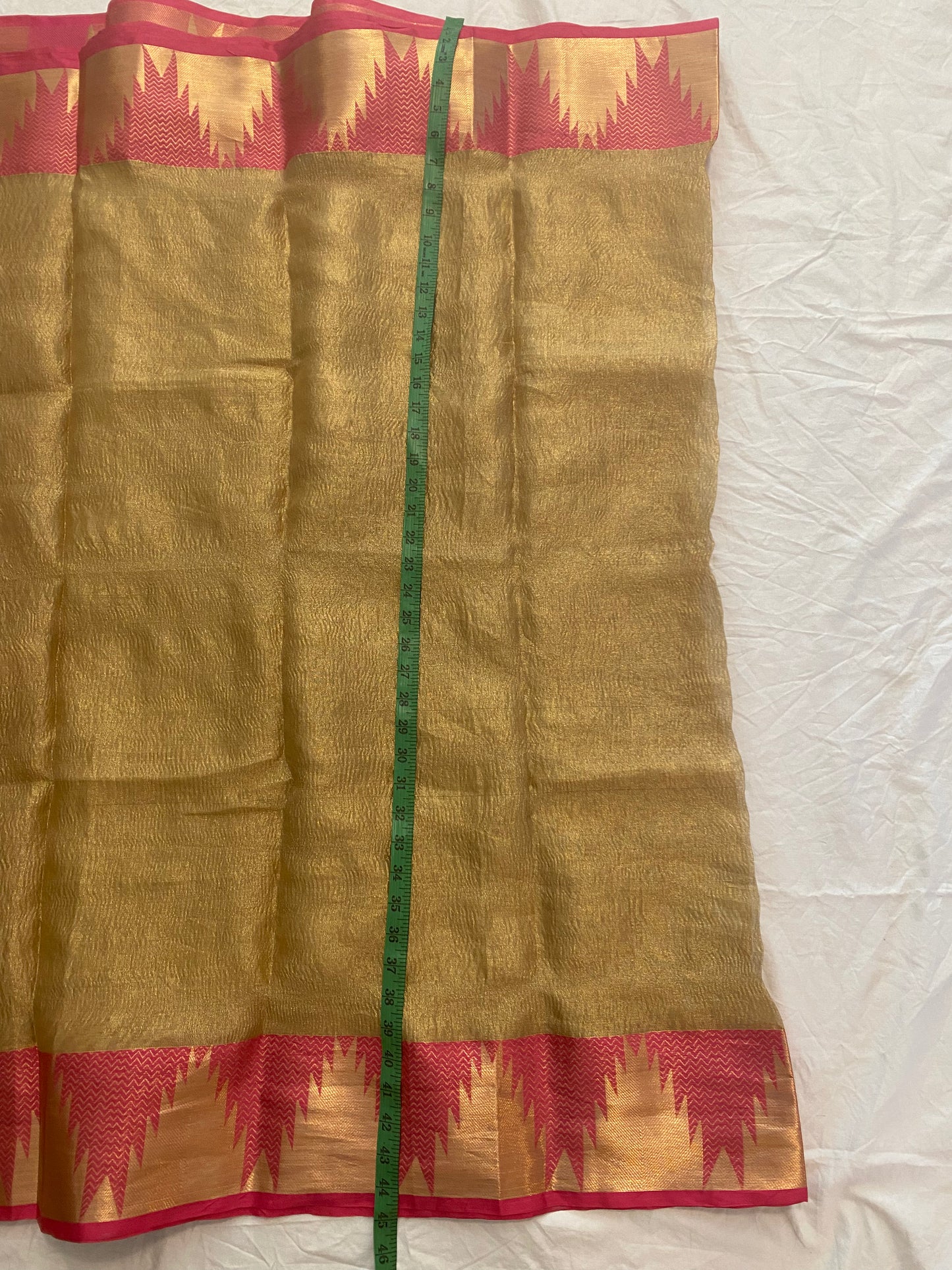 Tissue crush Saree with Readymade Stitched Maggam Aari blouse|Fits 36"margin upto 42”|