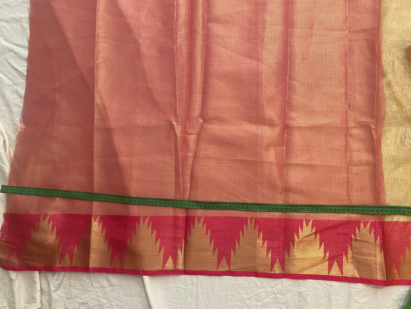Tissue crush Saree with Readymade Stitched Maggam Aari blouse|Fits 36"margin upto 42”|