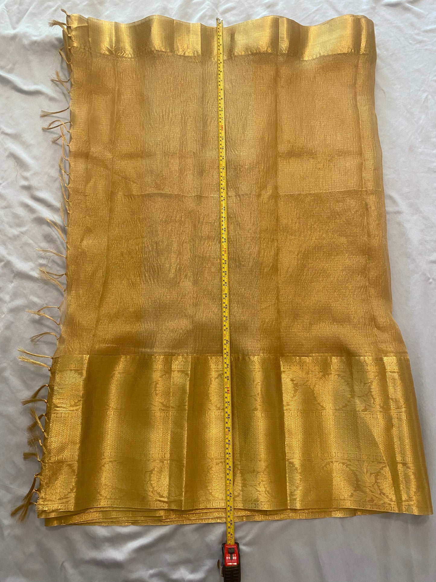 Tissue crush Saree with Readymade Stitched Maggam Aari blouse|Fits 36" margin upto 42”