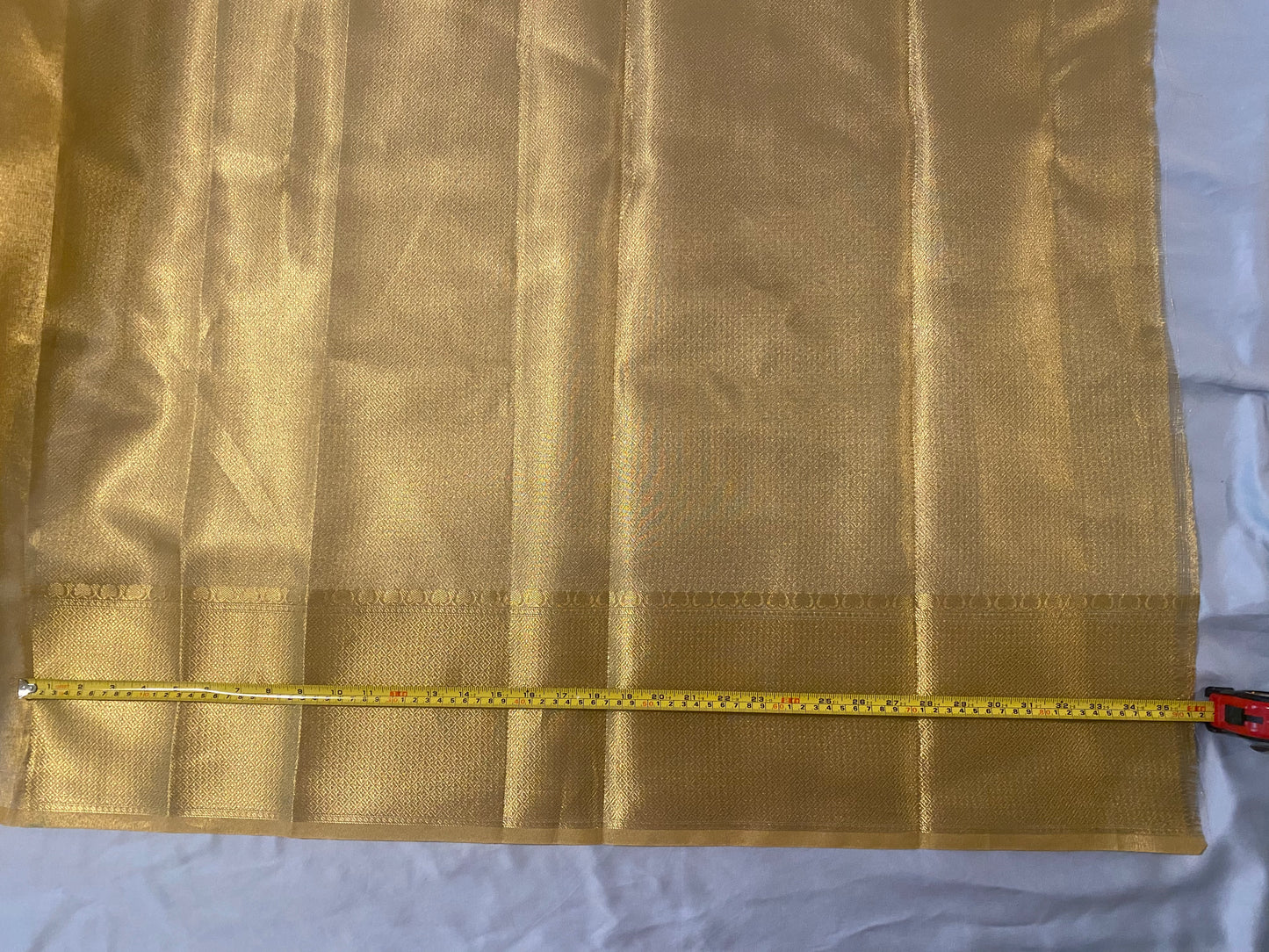 Gold Tissue Saree with Readymade Maggam Aari blouse|Fits 36"-42”||Kanjivaram style Gold Saree