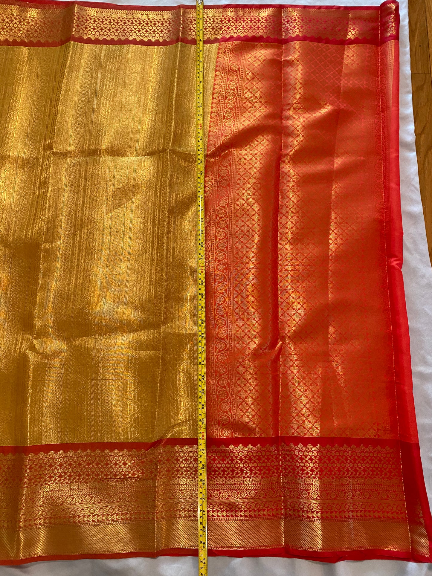 Tissue saree |Kanjivaram style| Saree with stitched Blouse and matching saree blouse|Padded fits bust 38"- 42"