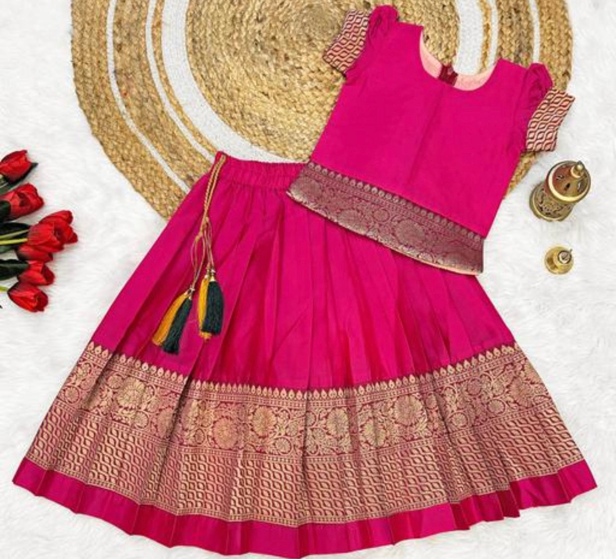 PattuPavadai|South Indian Traditional Pattu Pavadai| Lehenga Choli For baby Girls