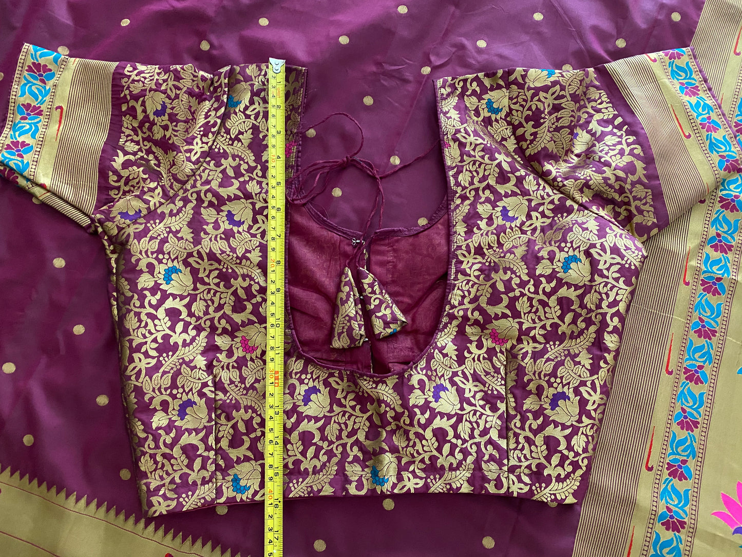 Paithani style Mix Silk Saree with Stitched blouse|Fits bust 38" margin upto 44"|Fall ,Pico/overlock done|Light weight Saree