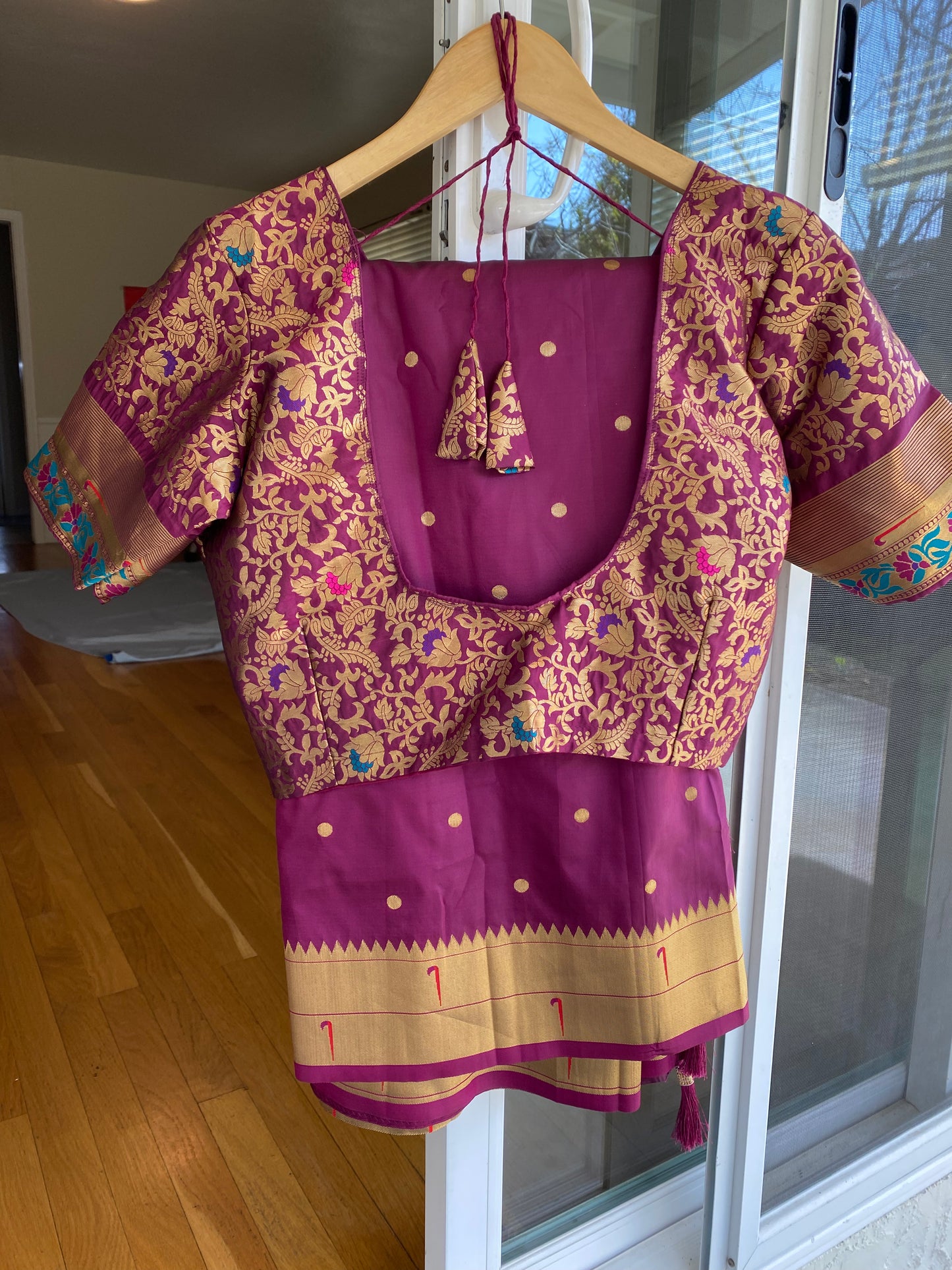 Paithani style Mix Silk Saree with Stitched blouse|Fits bust 38" margin upto 44"|Fall ,Pico/overlock done|Light weight Saree