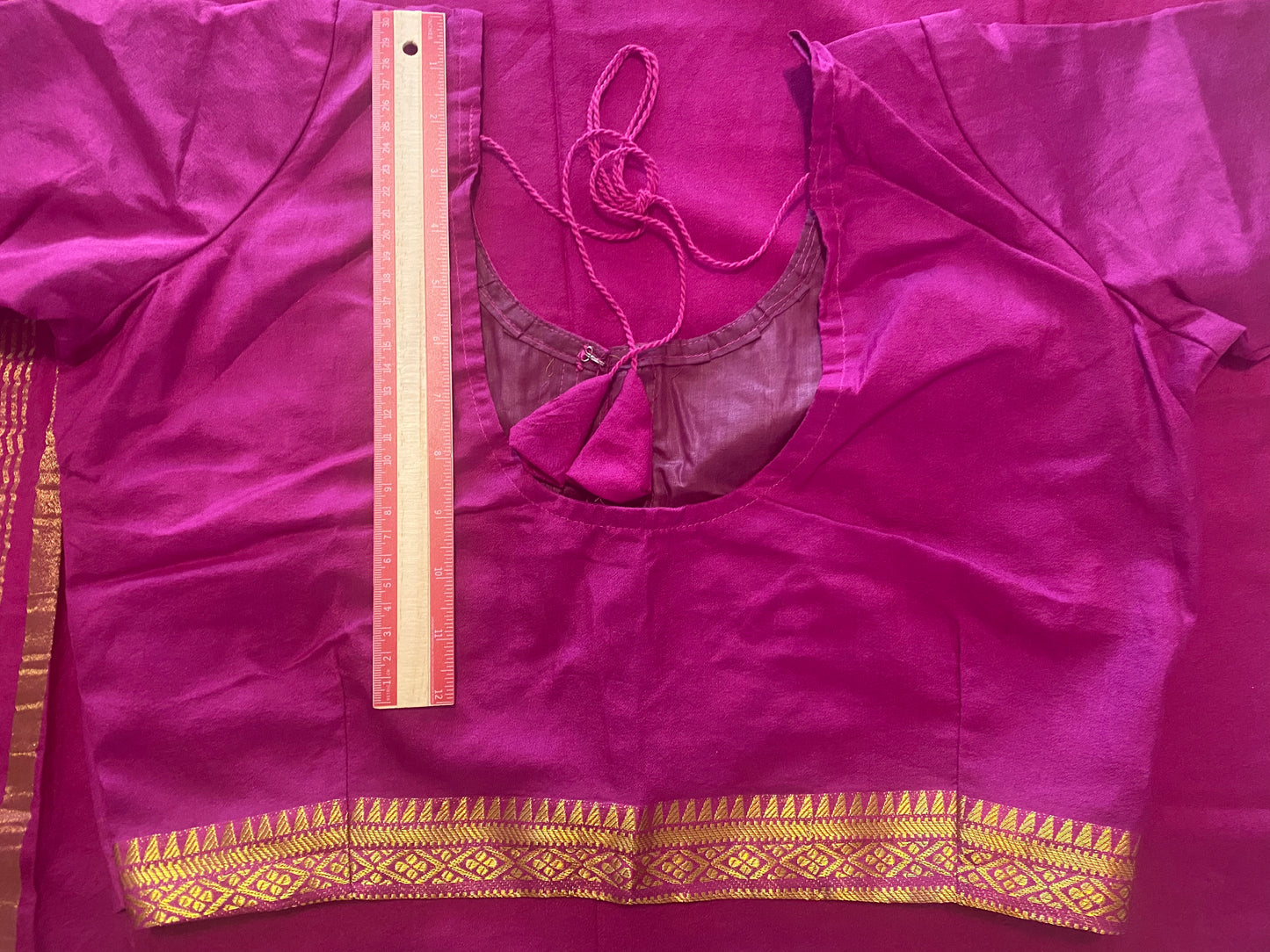 Semi-crepe Saree with Stitched blouse|Mysore Silk style design|Blouse Fits Bust 38" margin upto 46"|Fall ,Pico/overlock done|Light Weight