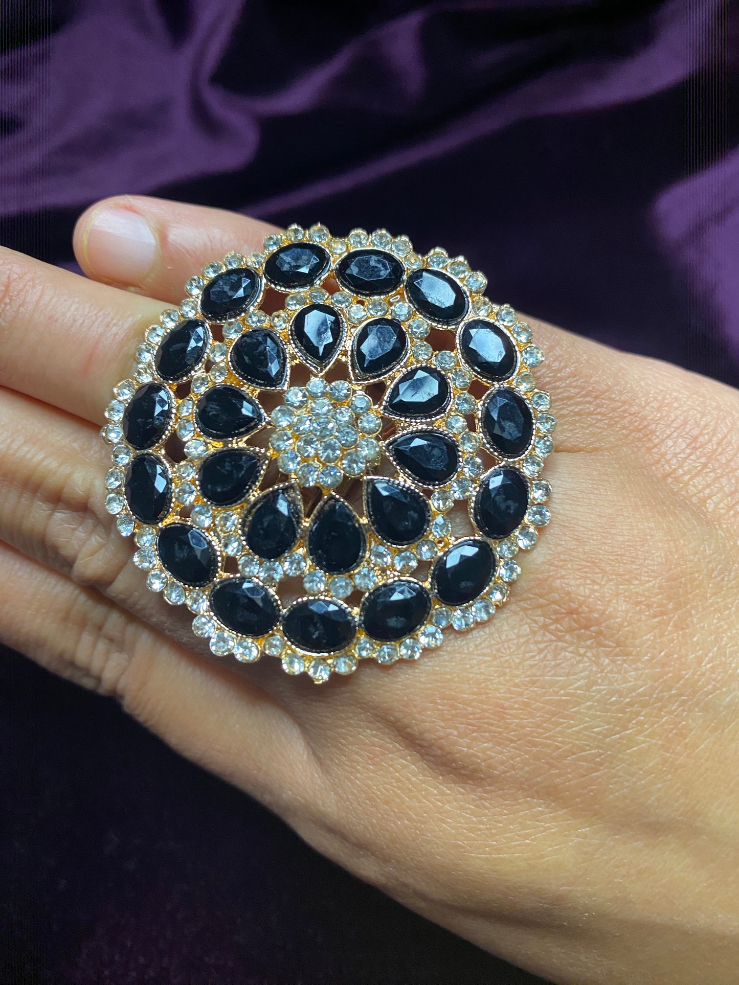 Stone and Faux Kundan Finger Ring | Big size