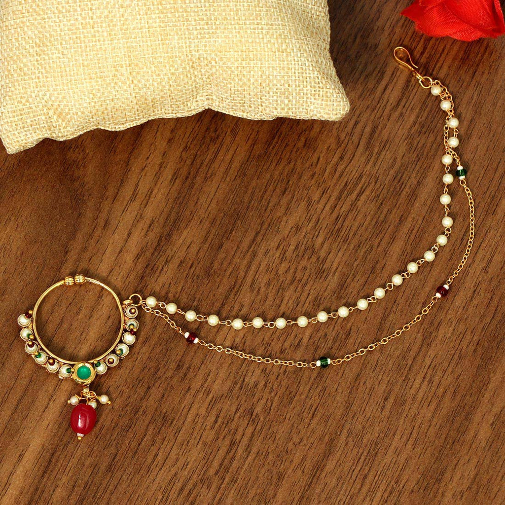 Marron Green Nath |Nose Ring|Nose pin