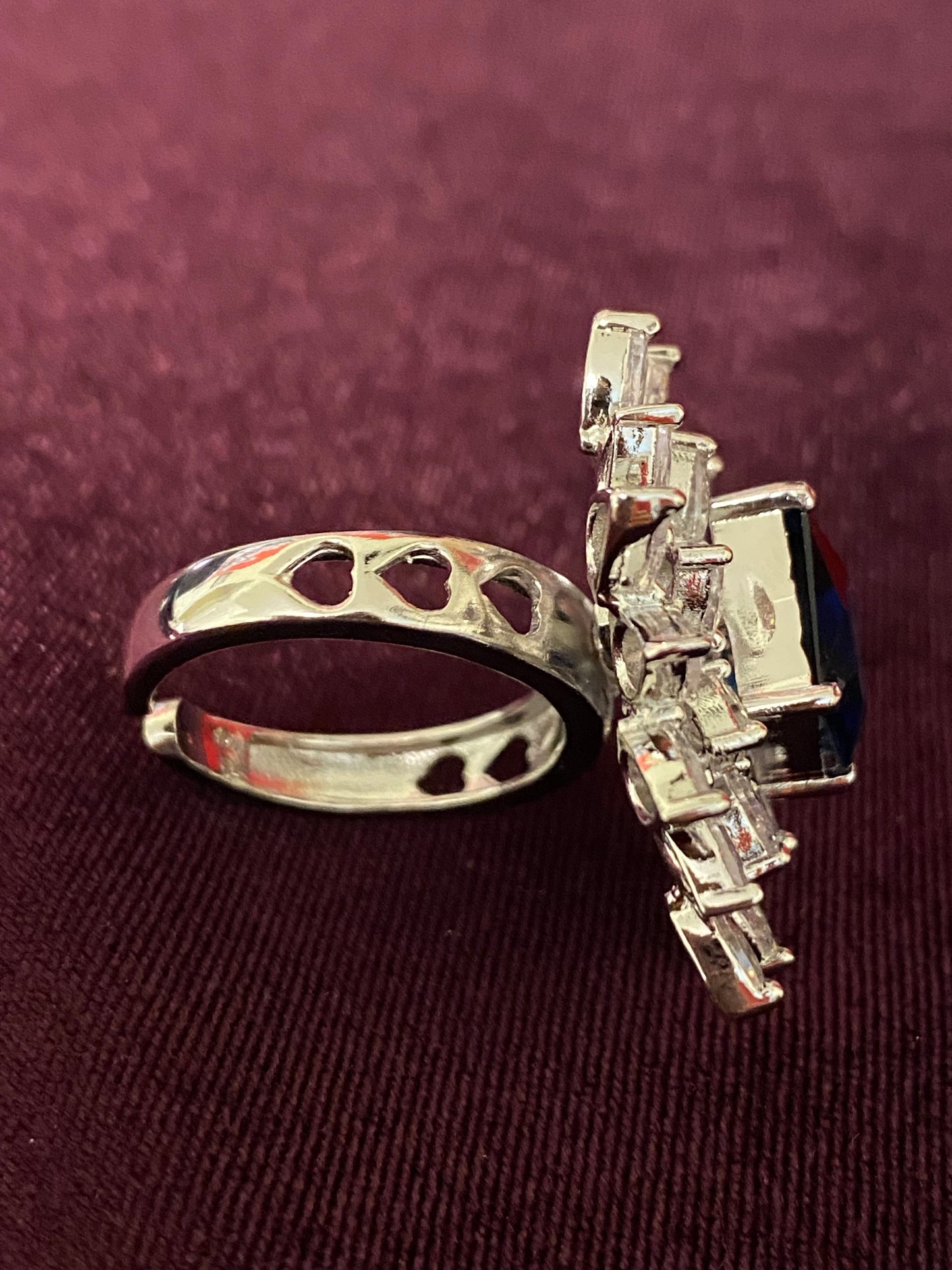 American Diamond Finger Ring - Blue