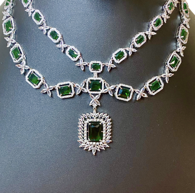 CZ American Diamond 2 Layer Necklace