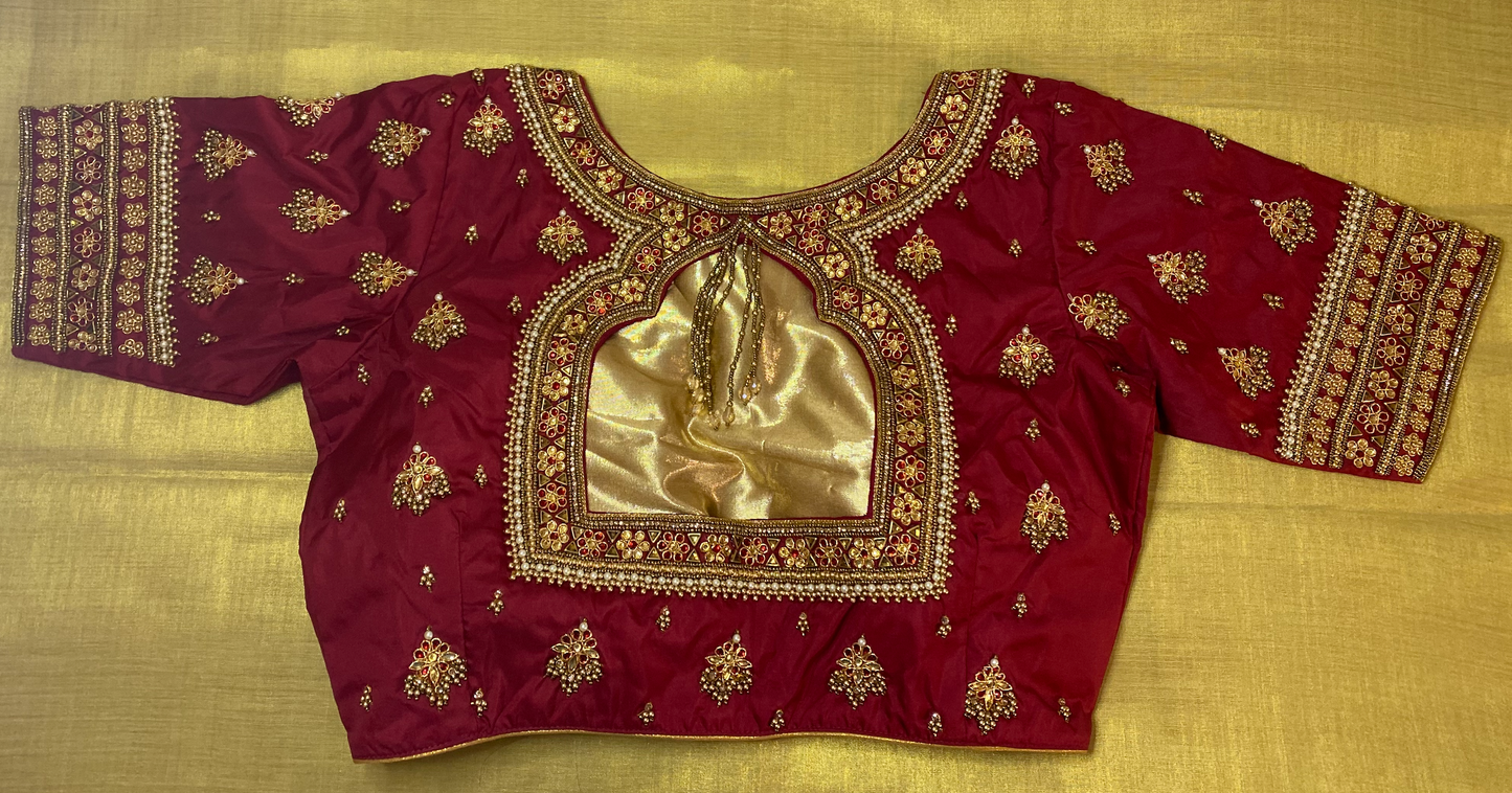 Maggam Aari work blouse |PrincessCut Padded |Readymade Fits 38”- 44”