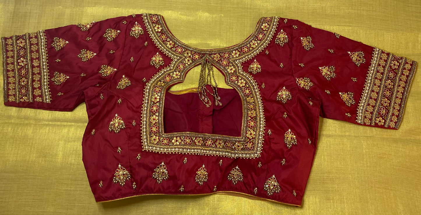 Maggam Aari work blouse |PrincessCut Padded |Readymade Fits 38”- 44”