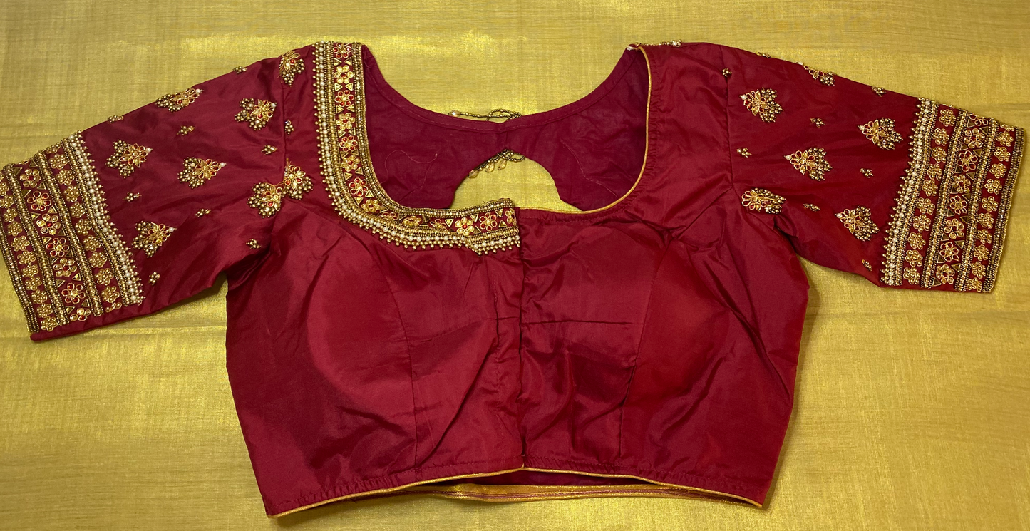 Maggam Aari work blouse |PrincessCut Padded |Readymade Fits 38”- 44”