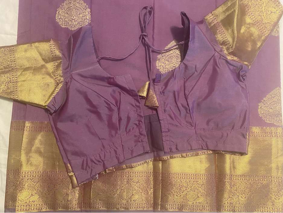 Pattu style Mix Silk Saree with Readymade Maggam Aari blouse|PrincessCut|Fits 36"-42”|Wedding Embroidered Blouse|Saree with stitched blouse Fall Pico done