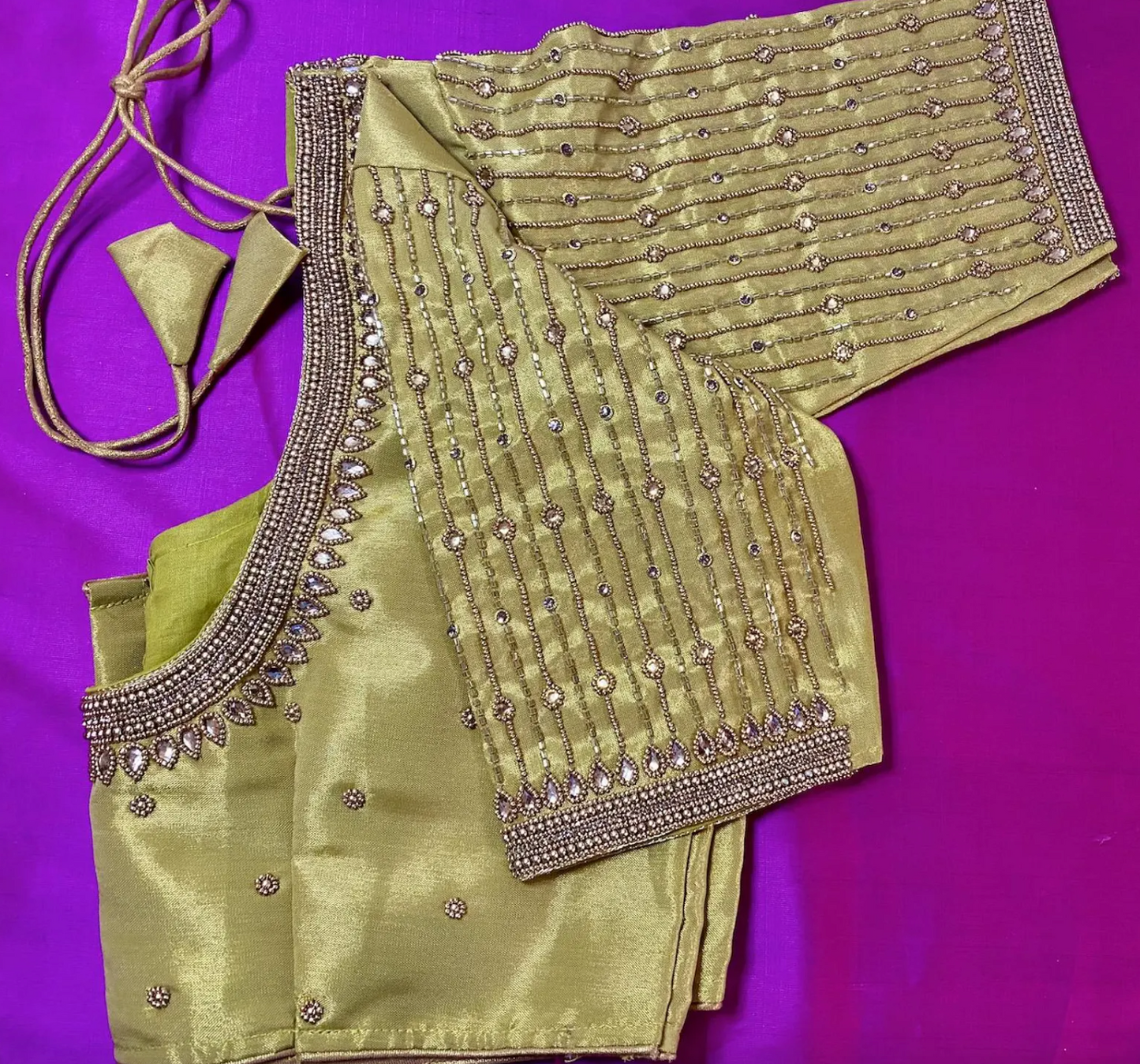 Pattu style Mix Silk Saree with Readymade Maggam Aari blouse|PrincessCut|Fits 36"-42”|Wedding Embroidered Blouse|Saree with stitched blouse Fall Pico done