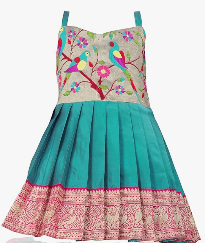 KidsDress|Frock Dress|PattuPavadai|South Indian Traditional Pattu Pavadai| Tapeta Silk