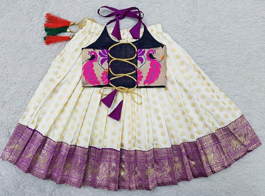 PattuPavadai|South Indian Traditional Pattu Pavadai| Lehenga Choli For baby Girls