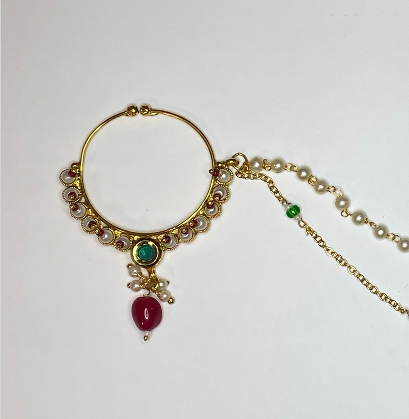 Marron Green Nath |Nose Ring|Nose pin