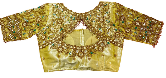Organza Bridal Maggam Blouse|Aari Bridal Blouse |Readymade|PrincessCut Padded | Fits 38”- 44”