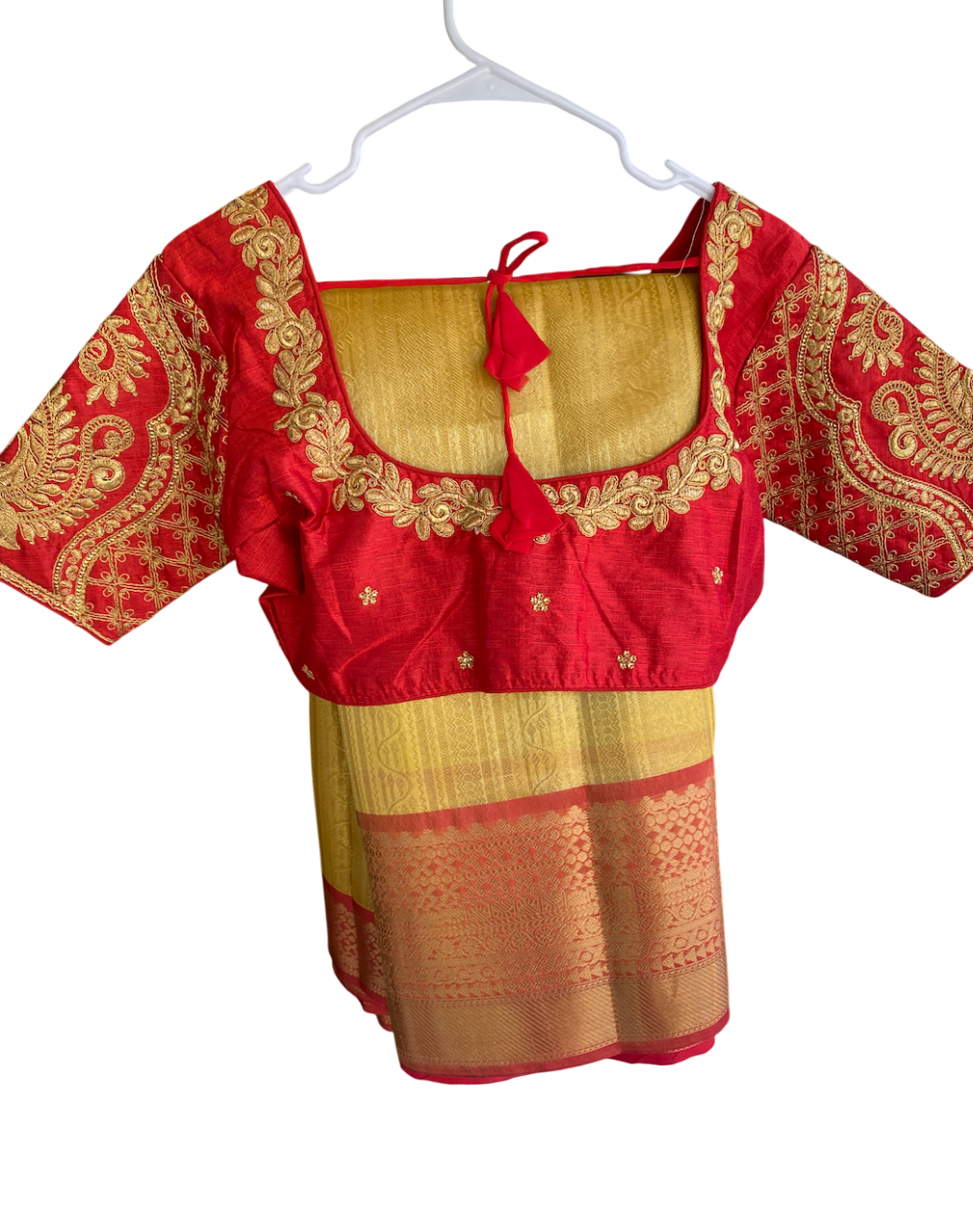 Tissue saree |Kanjivaram style| Saree with stitched Blouse and matching saree blouse|Padded fits bust 38"- 42"