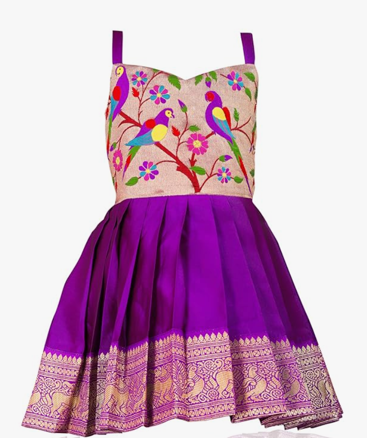 KidsDress|Frock Dress|PattuPavadai|South Indian Traditional Pattu Pavadai| Tapeta Silk