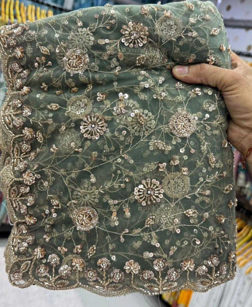Soft Net Saree With Heavy Sequins embroidered Work