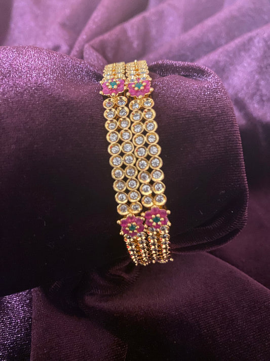 2-8 Pink Green AD Bangle set