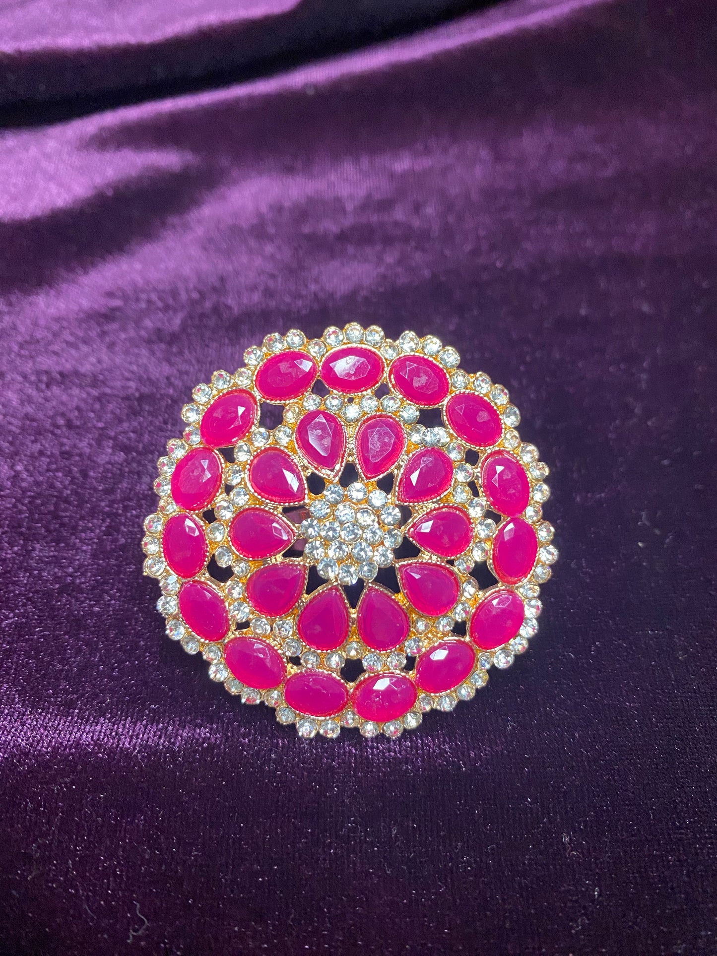 Stone and Faux Kundan Finger Ring | Big size