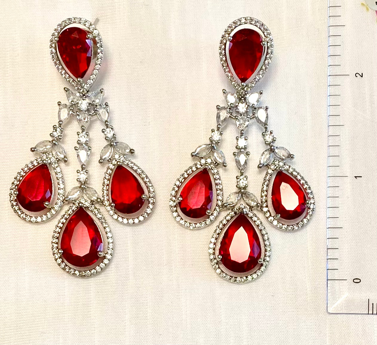 AD and Red Glass Stone Necklace