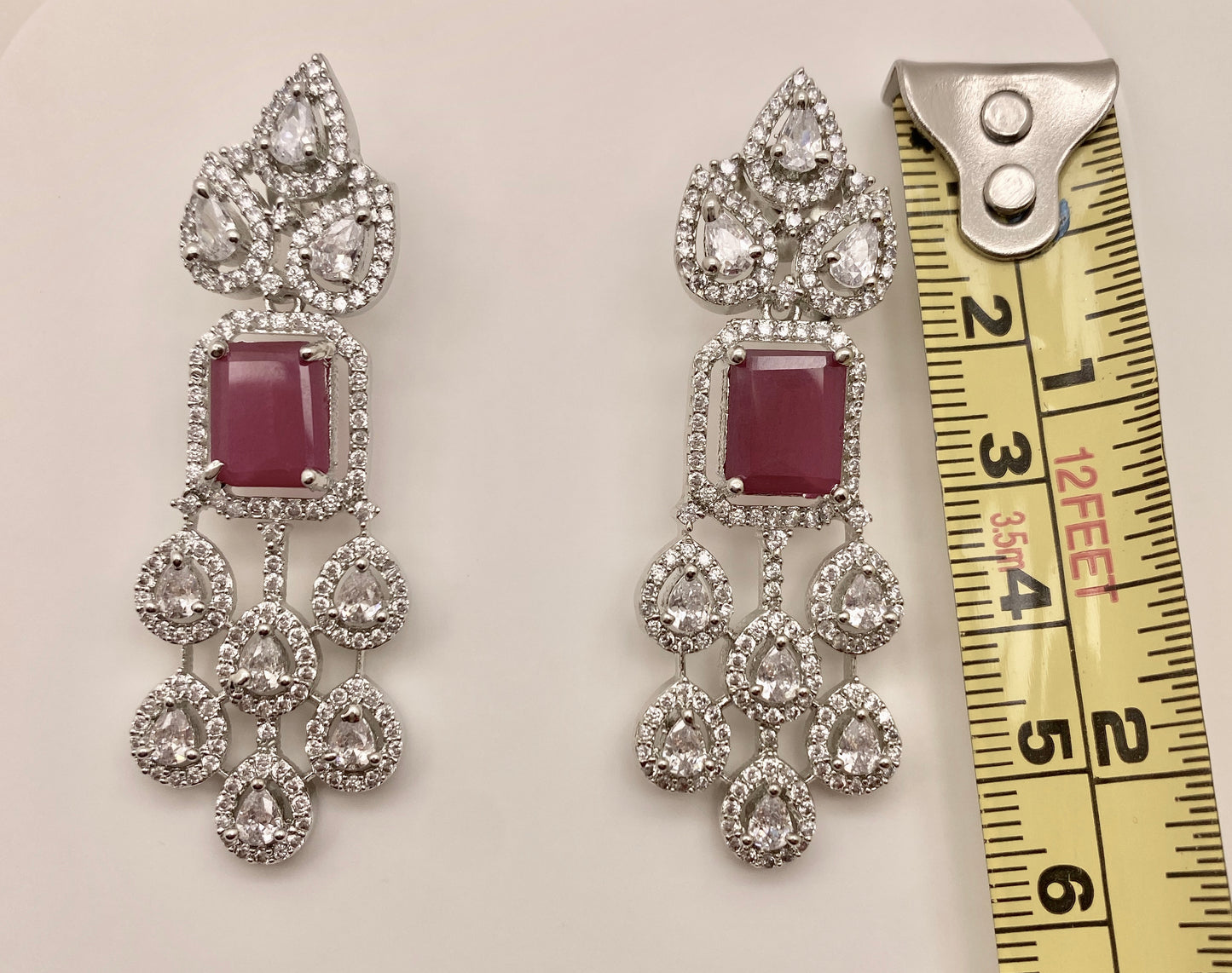 Ruby CZ American Diamond Necklace