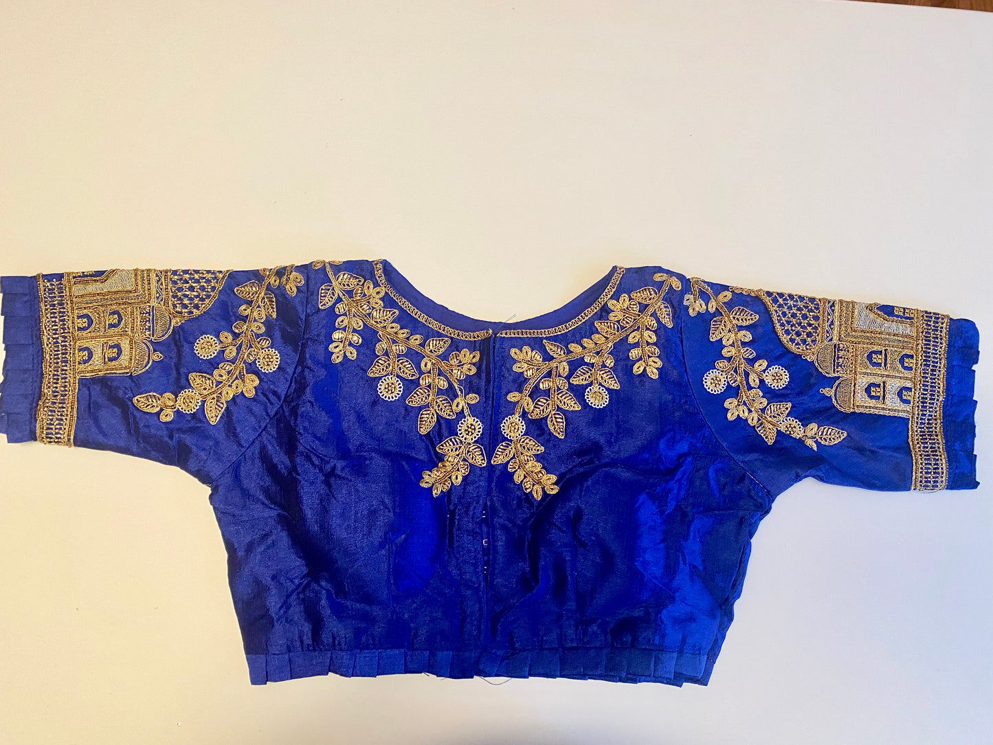 Royal Blue Taj Mahal Padded blouse -Size 38