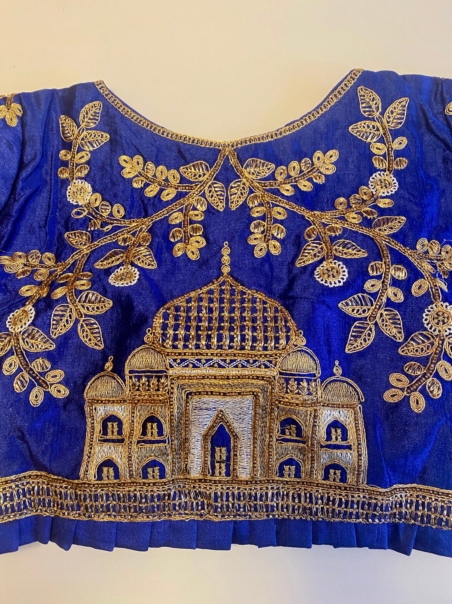 Royal Blue Taj Mahal Padded blouse -Size 38