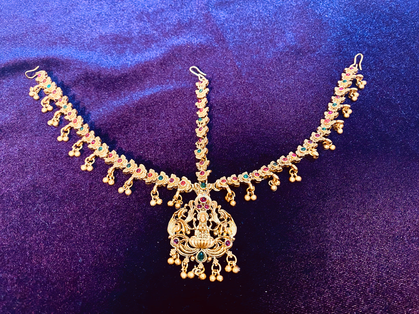 Matte Laxmi Ruby and Green Maangtikka