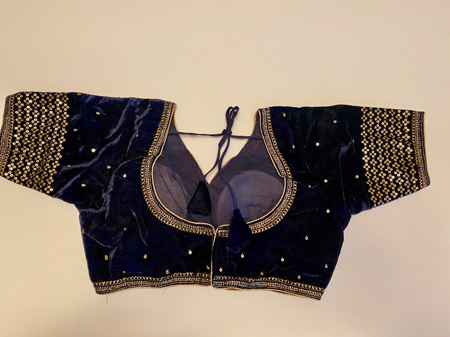 Navy Blue Velvet and sequin Ready blouse 36"-38"