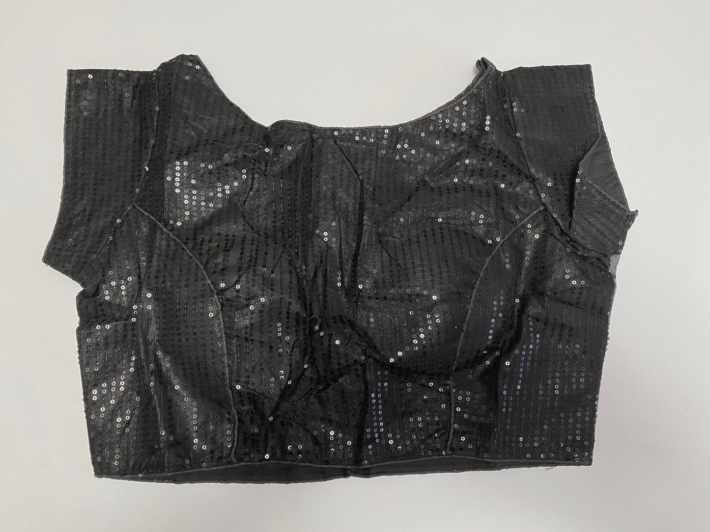 Black Sequin Boat neck Party Ready Blouse 36"-40"