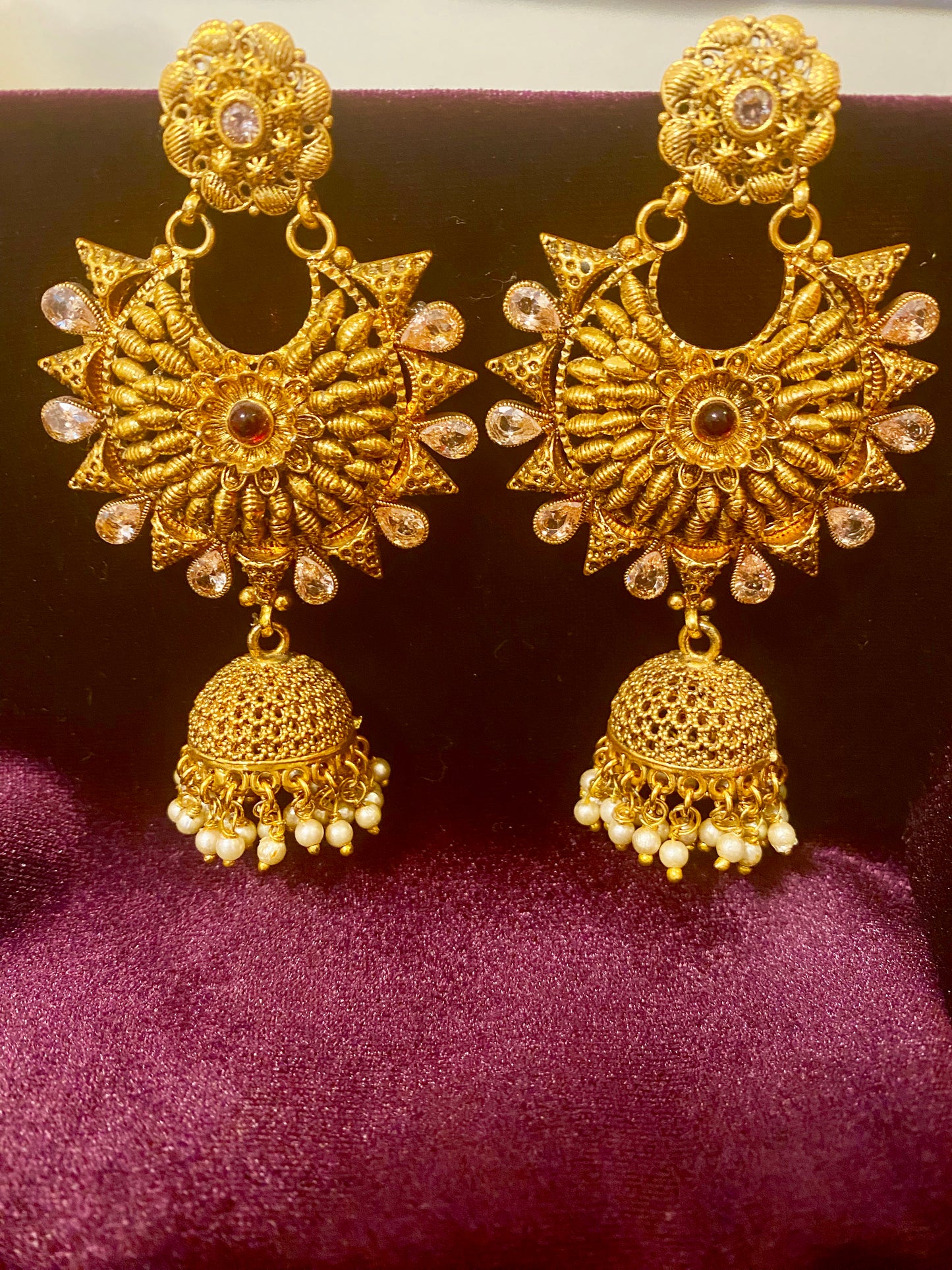 Antique Pearl Ruby White stone Earrings