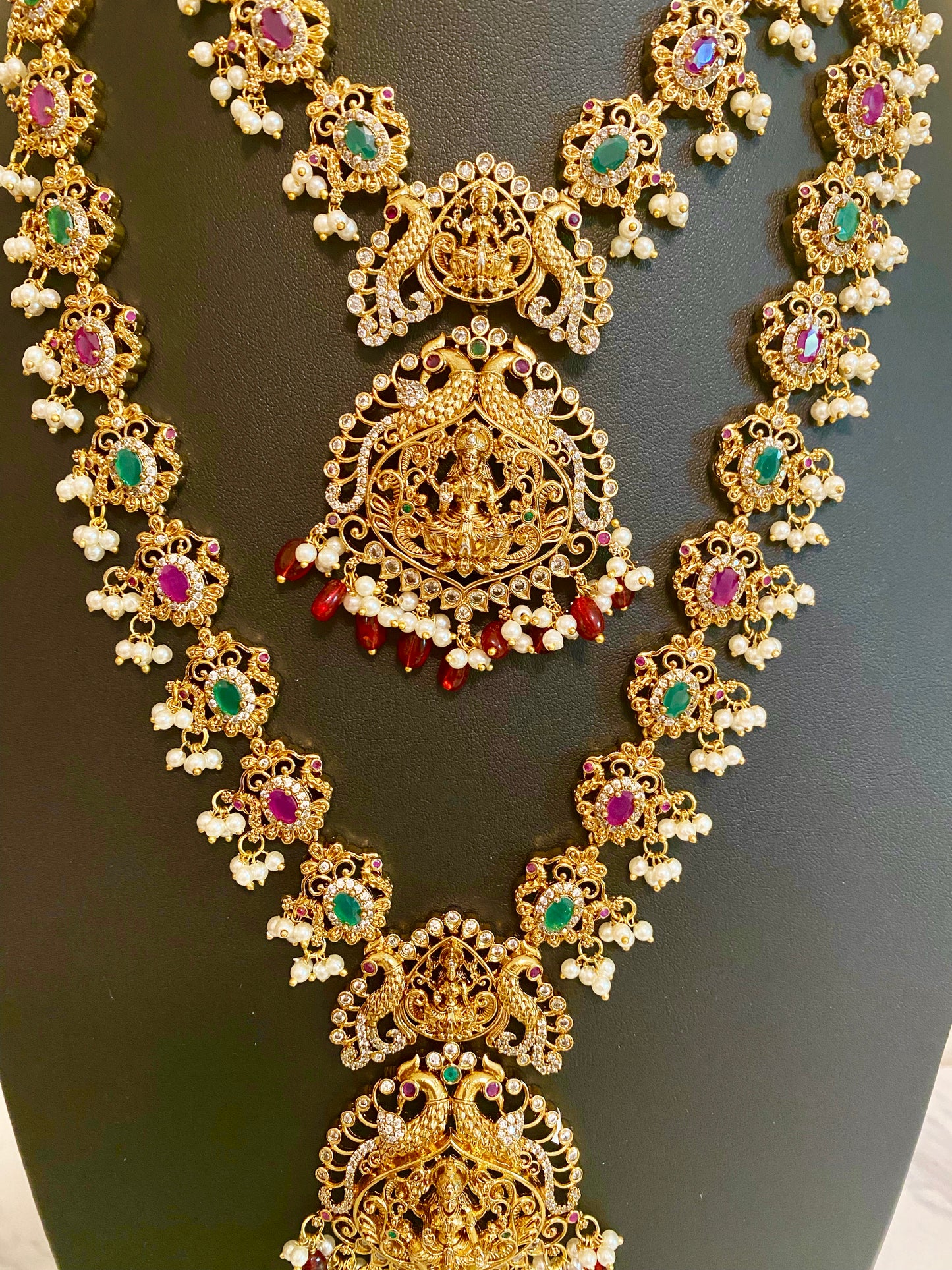 Laxmi Peacock AD Guttapusalu Necklace