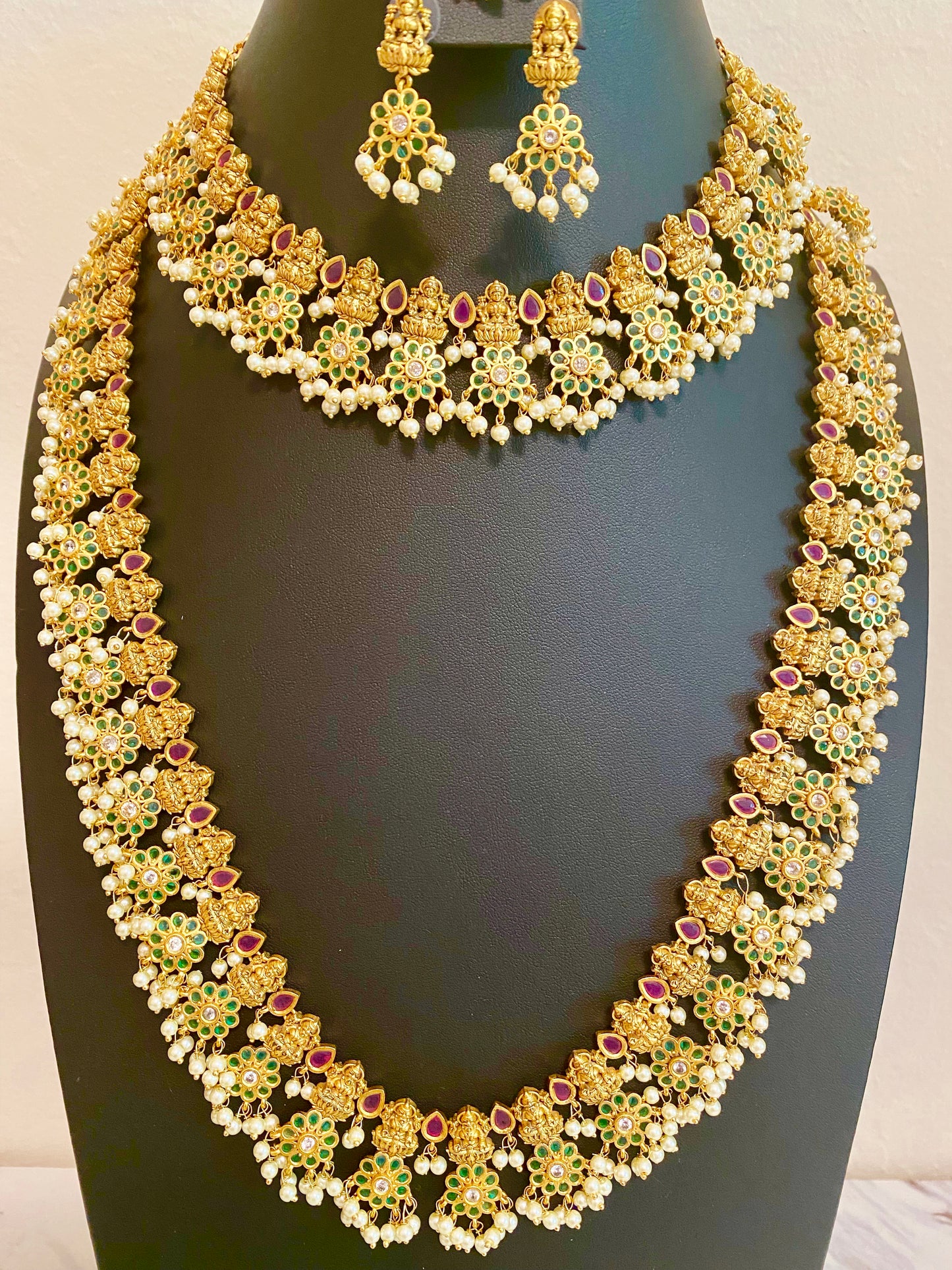 Ruby Green Laxmi Guttapusalu Necklace