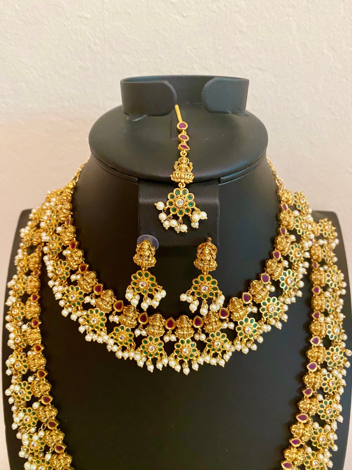 Ruby Green Laxmi Guttapusalu Necklace